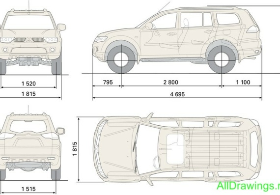 Mitsubishi Pajero Sport (2008) (Mitsubishi PaJero Sport (2008)) - drawings (drawings) of the car